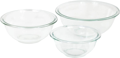 Pyrex Tempered Glass Mixing Bowls | 3 Piece Set | 1-Quart, 1.5-Quart, and 2.5 Quart Mixing Bowls for Kitchen, Baking, and Storage | Microwave, Freezer, and Dishwasher Safe | Proudly Made in the USA
